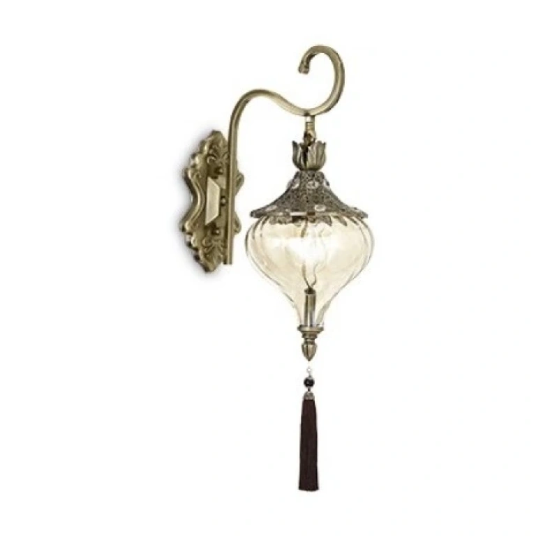 Стъклен аплик, ottone antico, ideal lux, harem ap1, 1x60w, 115962