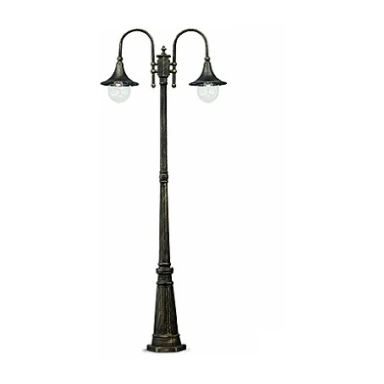 метално градинско тяло, nero-oro, ideal lux, cima pt2, 2x60w, 024097