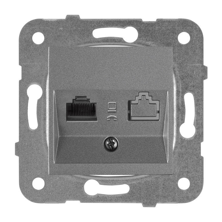 телефонна розетка rj11, тъмно сива, viko, karre Panasonic, wktt04022dg
