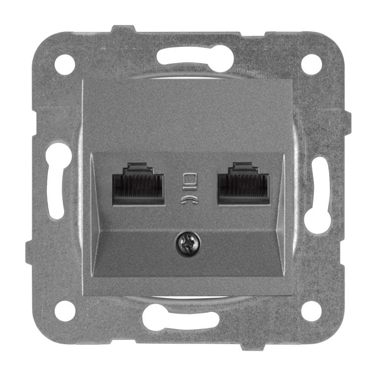 двойна компютърна розетка rj45 cat.6, тъмно сива, viko, karre Panasonic, wktt04072dg