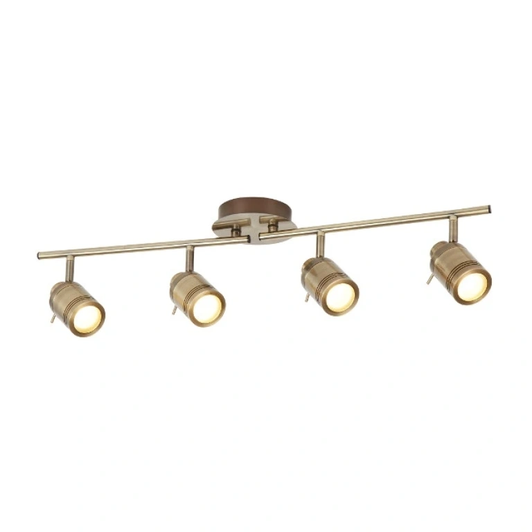 метален спот, antique brass, searchlight, samson, 4x4w, 3000k, 1400lm, 6604ab