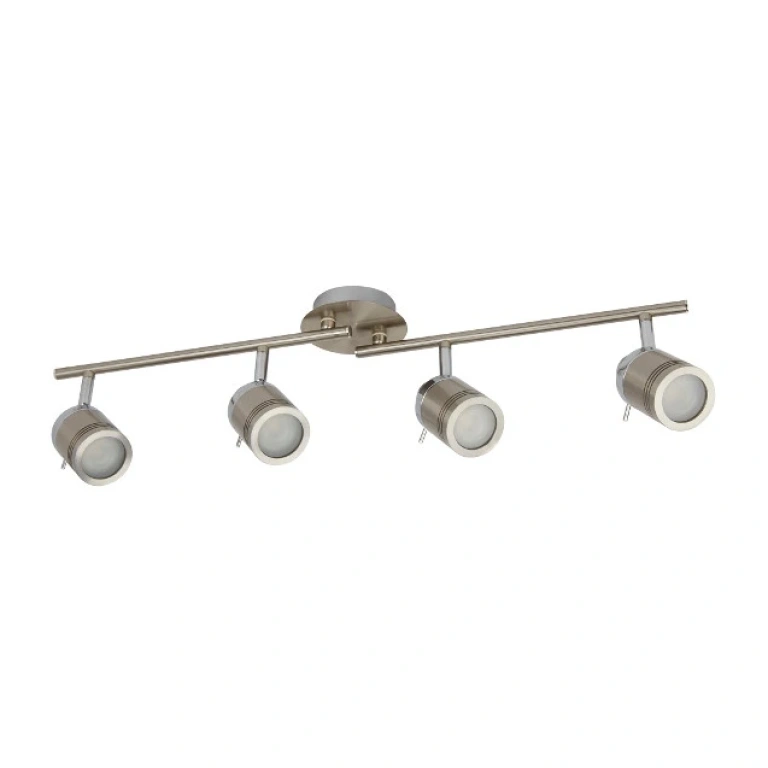 Метален спот, chrome/satin silver, searchlight, samson, 4x4w, 3000k, 1400lm, 6604ss