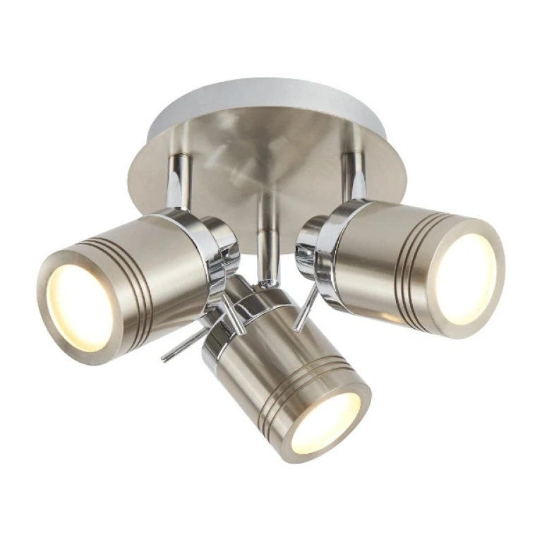 Метален спот, chrome/satin silver, searchlight, samson, 3x4w, 3000k, 1050lm, 6603ss