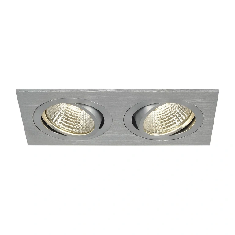 двойна метална луна, aluminium brushed, slv, new tria 2set, led 2x6.2w, 3000k, 1200lm, 113926