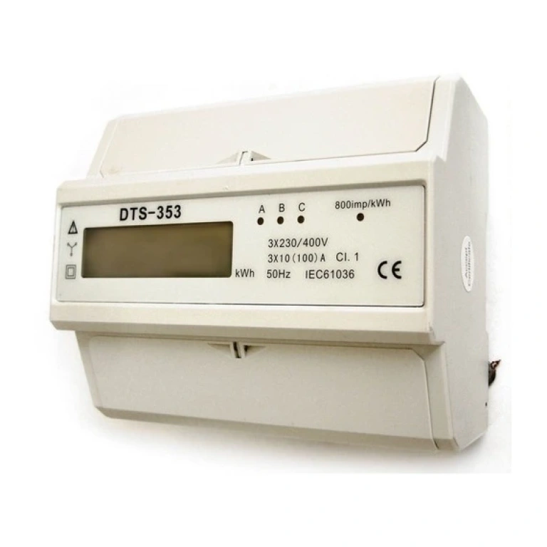 Трифазен електромер, din шина, 3x100A, 400V, 800imp/kWh, за анализ и статистика, сив, gao, 5257h