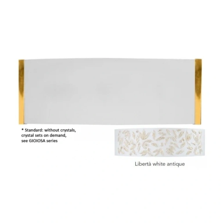 Стъклен аплик, liberta white antique, 24 carat gold plated, kolarz, emozione, 2lp.,25w, 0345.62.3.li.wa