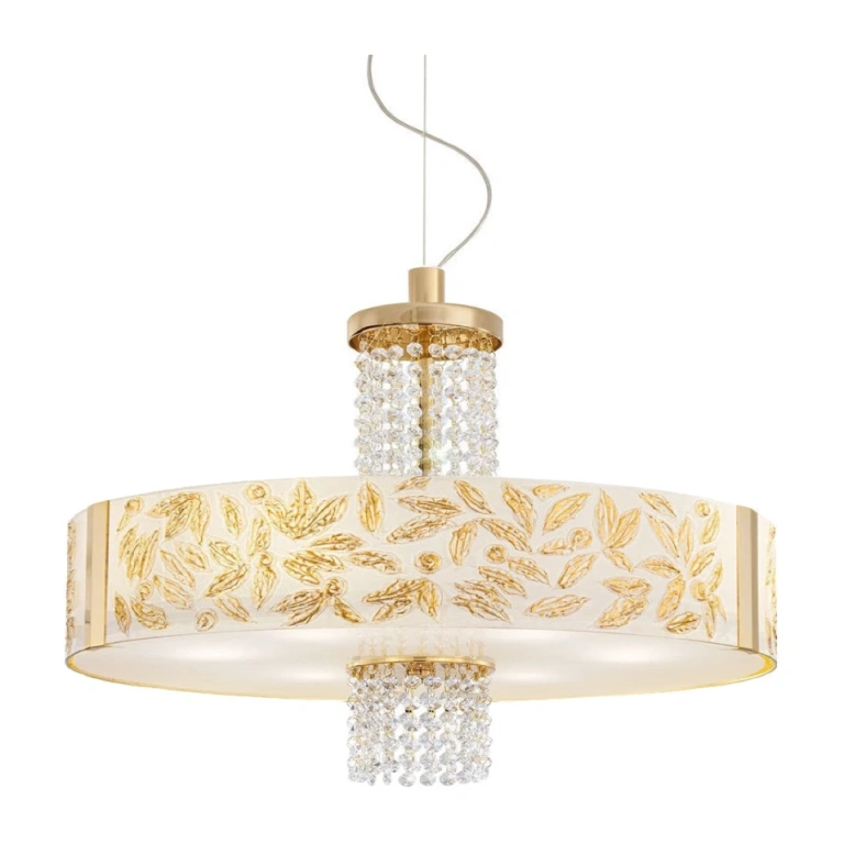 стъклен полилей, liberta white antique, 24 carat gold plated, kolarz, emozione, 8lp.,60w, 0345.38s.3.li.wa.okpt