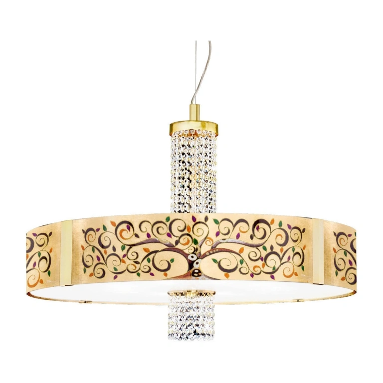 стъклен полилей, albero multi, 24 carat gold plated, kolarz, emozione, 8lp.,60w, 0345.38s.3.al.mu.okpt