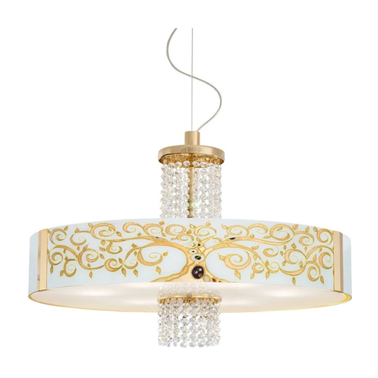 Стъклен полилей, albero gold, 24 carat gold plated, kolarz, emozione, 8lp.,60w, 0345.38s.3.al.go.okpt