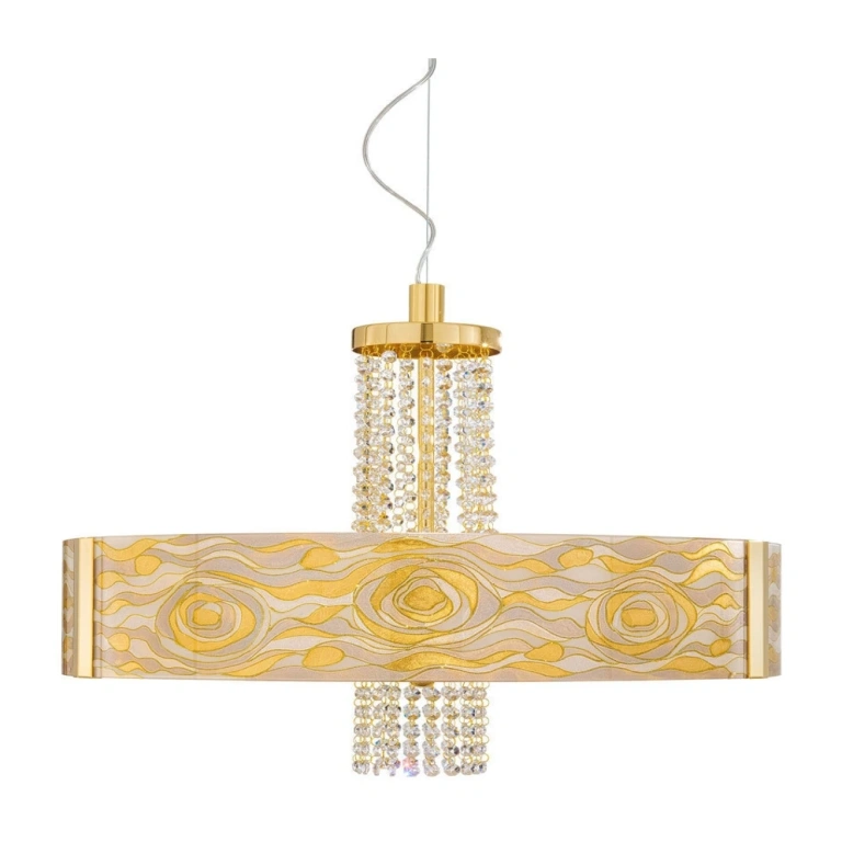 стъклен полилей, aqua chapmagne, 24 carat gold plated, kolarz, emozione, 8lp.,60w, 0345.38s.3.aq.ch.okpt