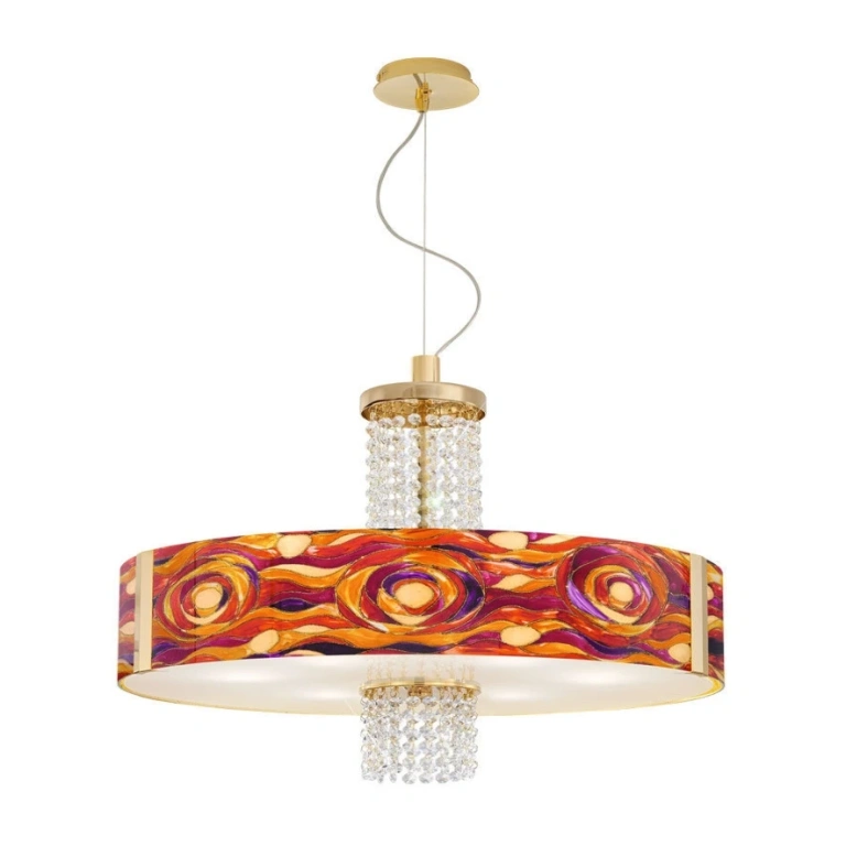 Стъклен полилей, aqua red, 24 carat gold plated, kolarz, emozione, 8lp.,60w, 0345.38s.3.aq.rv.okpt