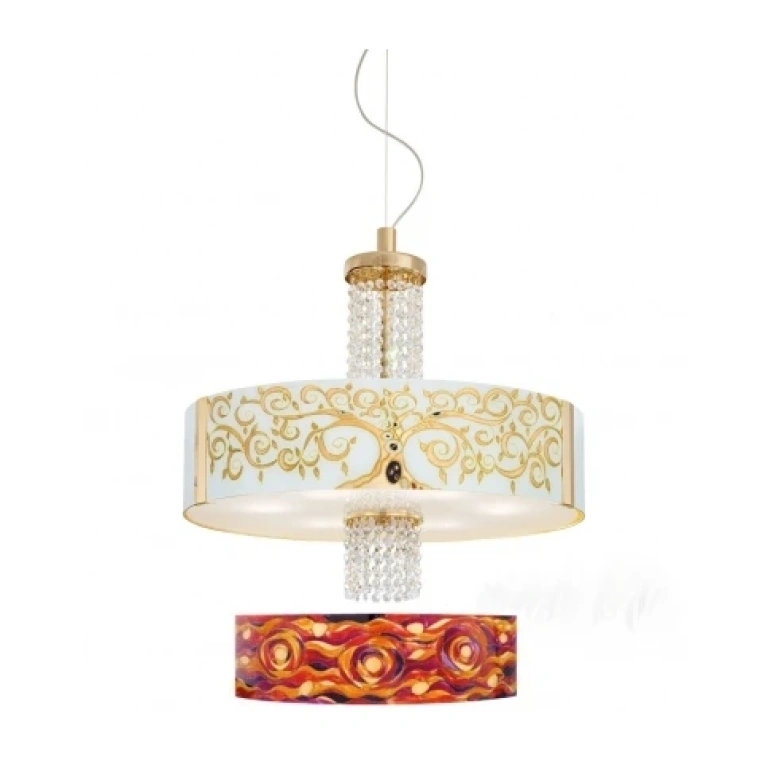 стъклен полилей, aqua red, 24 carat gold plated, kolarz, emozione, 6lp.,60w, 0345.36.3.aq.rv.okpt