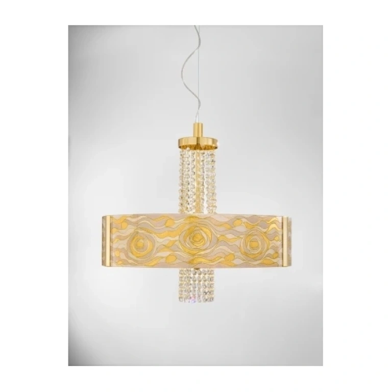 стъклен полилей, aqua champagne, 24 carat gold plated, kolarz, emozione, 6lp.,60w, 0345.36.3.aq.ch.okpt
