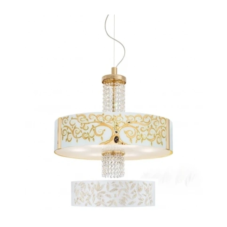 Стъклен полилей, liberta white antique, 24 carat gold plated, kolarz, emozione, 6lp.,60w, 0345.36.3.li.wa.okpt