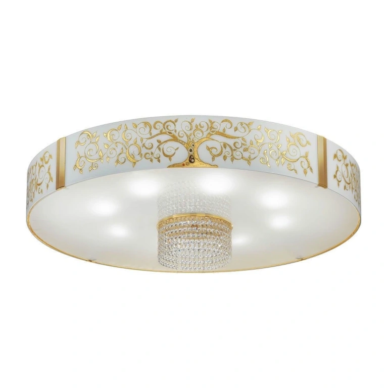 стъклен плафон, albero gold, 24 carat gold plated, kolarz, emozione, 8lp.,60w, 0345.18s.3.al.go.okpt