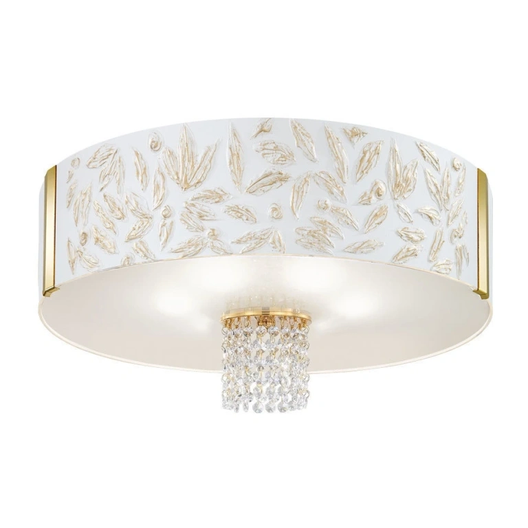 Стъклен плафон, liberta white antique, 24 carat gold plated, kolarz, emozione, 6lp.,60w, 0345.16.3.li.wa.okpt