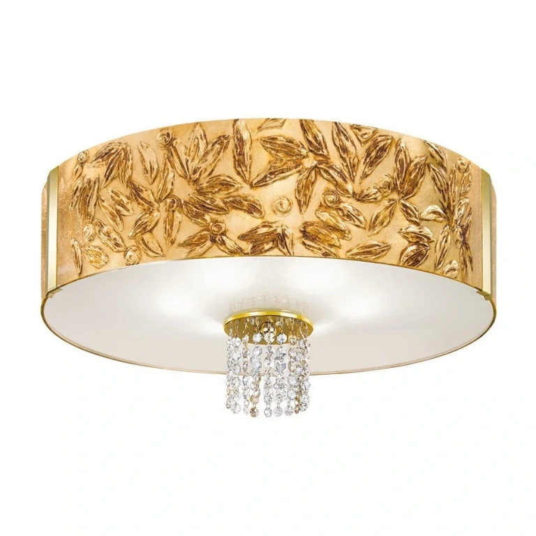 стъклен плафон, liberta gold antique, 24 carat gold plated, kolarz, emozione, 6lp.,60w, 0345.16.3.li.ga.okpt