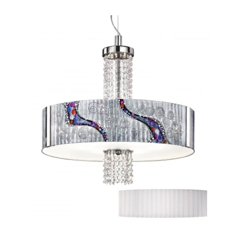 Стъклен полилей, kiss silver, kolarz, emozione, 8lp.,60w, 0345.38s.5.ki.ag.okpt