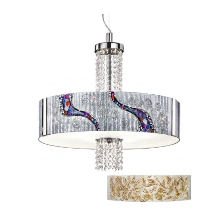 стъклен полилей, liberta silver antique, kolarz, emozione, 6lp.,60w, 0345.36.5.li.sa.okpt