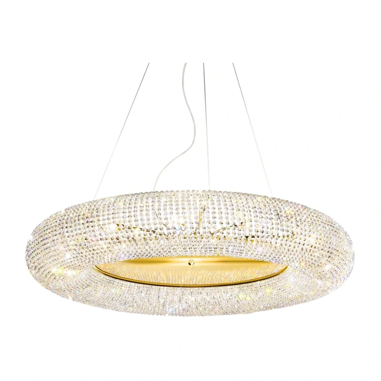 Кристален полилей, clear, 24 carat gold plated, kolarz, carla, 15lp.,25w, 0256.315.3.kpt