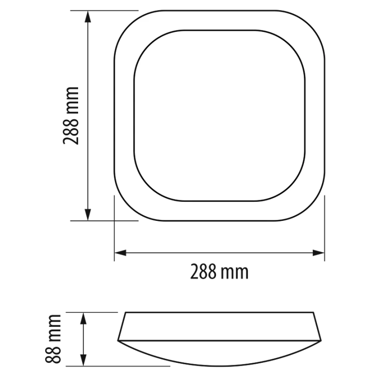 Pvc led плафон, квадрат, ultralux, ip 66,14w, бяла светлина, 4500k, 1500lm, lwp2201445