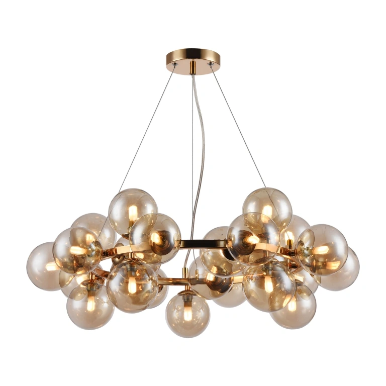 Стъклен полилей, gold, maytoni, dallas, 25x28w, mod548pl-25g