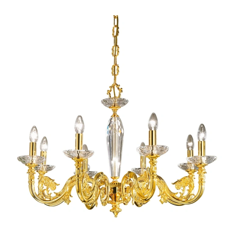 Кристален полилей, 24 carat gold plated, kolarz, contarini, 8lp.,60w, 0299.88.3