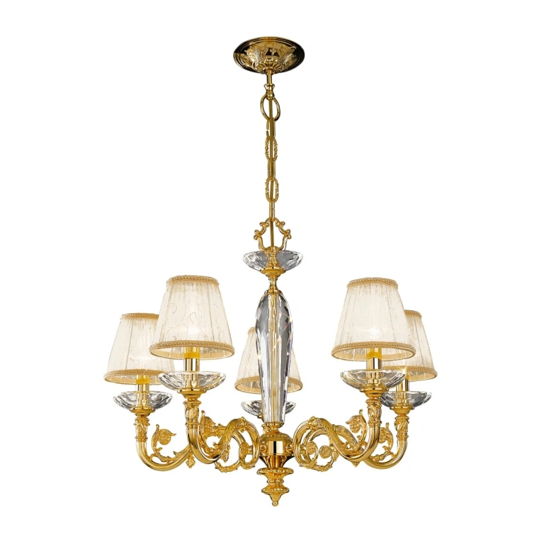 Кристален полилей, 24 carat gold plated, kolarz, contarini, 5lp.,60w, 0299.85.3