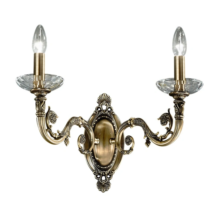 Кристален аплик, antique brass, kolarz, contarini, 2lp.,60w, 0299.62.4