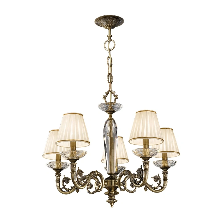 кристален полилей, antique brass, kolarz, contarini, 5lp.,60w, 0299.85.4