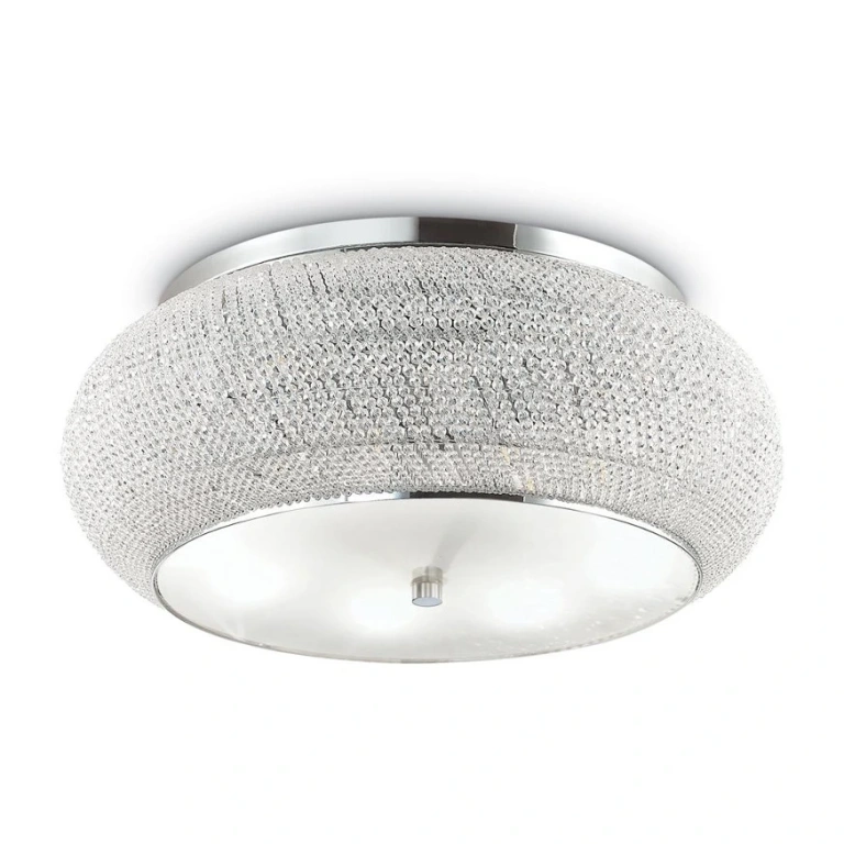 кристален плафон, cromo, ideal lux, pasha pl14, 14x40w, 164991