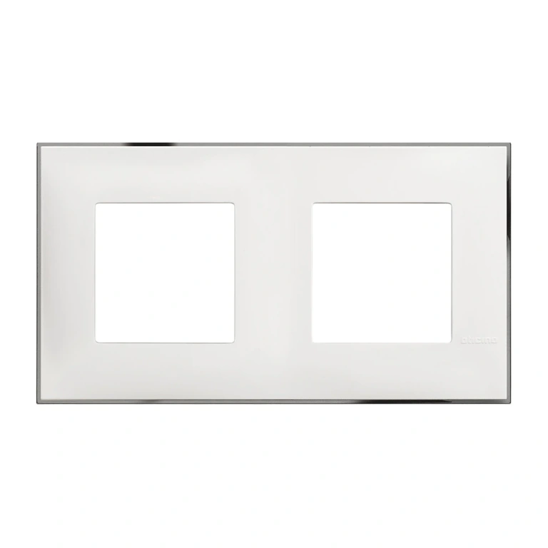PVC двойна рамка, white chrome, bticino, classia, r4802m2wr