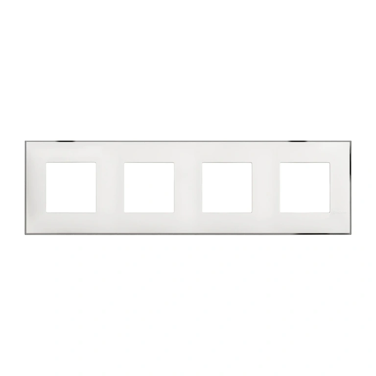 PVC четворна рамка, white chrome, bticino, classia, r4802m4wr