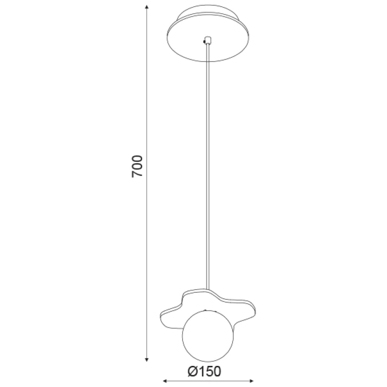 Стъклен пендел, antique brass+white, aca lighting, avantgarde, 1x4w, zm170041pg