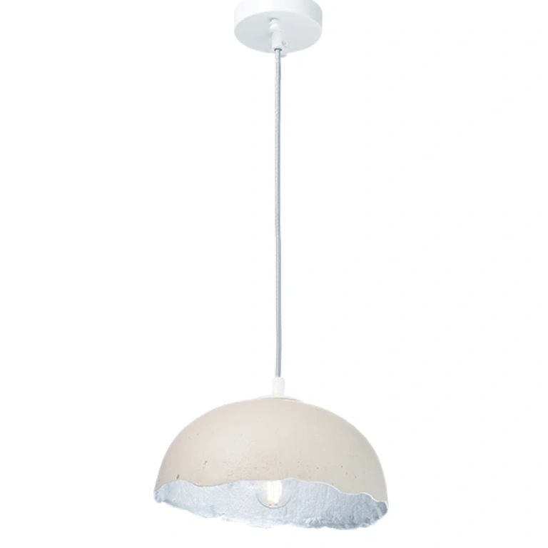 пендел от глина, cream+silver+matt white, aca lighting, avantgarde, 1x40w, v3729251pws