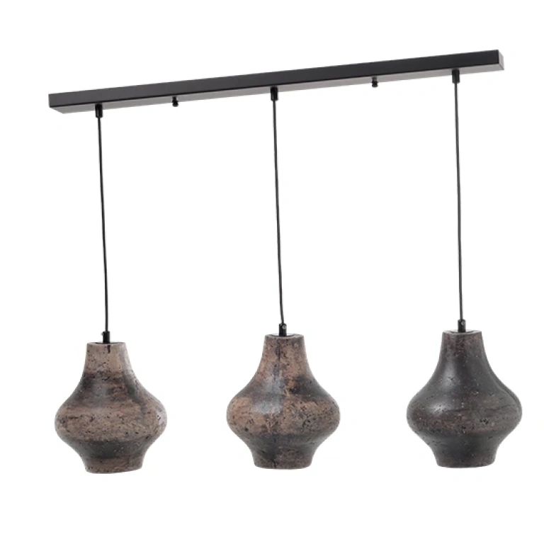 Полилей от глина, matt black+brown-black, aca lighting, avantgarde, 3x40w, v372643psb