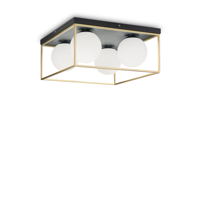 метален плафон, ottone, ideal lux, lingotto pl4, 4x40w, 198156