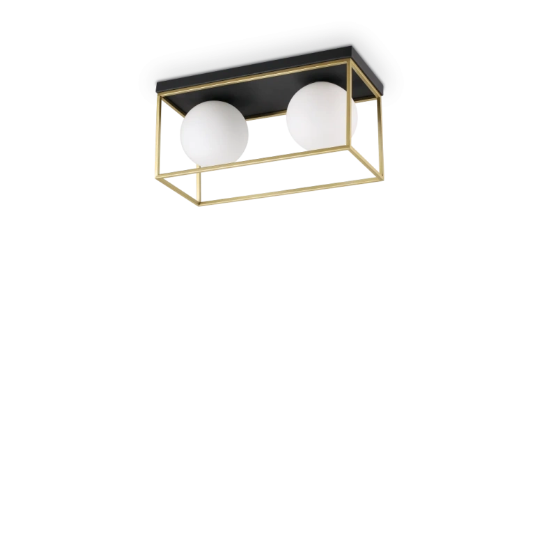 метален плафон, ottone, ideal lux, lingotto pl2, 2x40w, 198149
