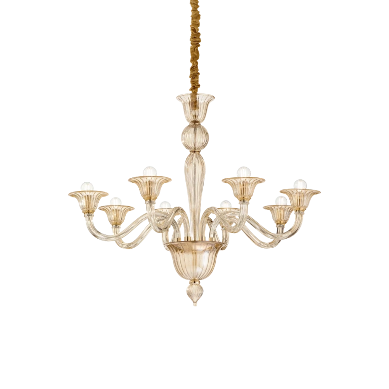стъклен полилей, ambra, ideal lux, brigitta sp8, 8x40w, 199412