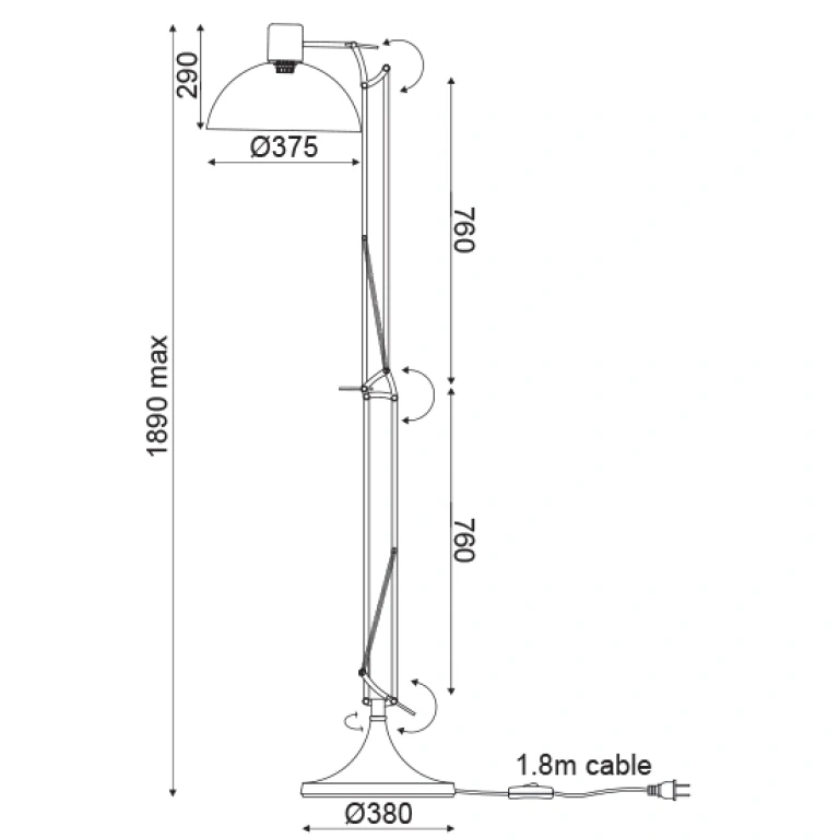 Метален лампион, satin bronze, aca lighting, floor&table&office luminaires, 1x40w, ml308021br