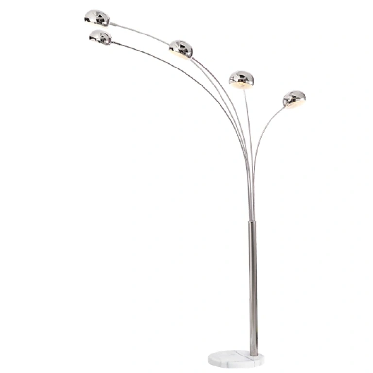 Метален лампион, chrome+white, aca lighting, floor&table&office luminaires, 5x40w, ml312461fc