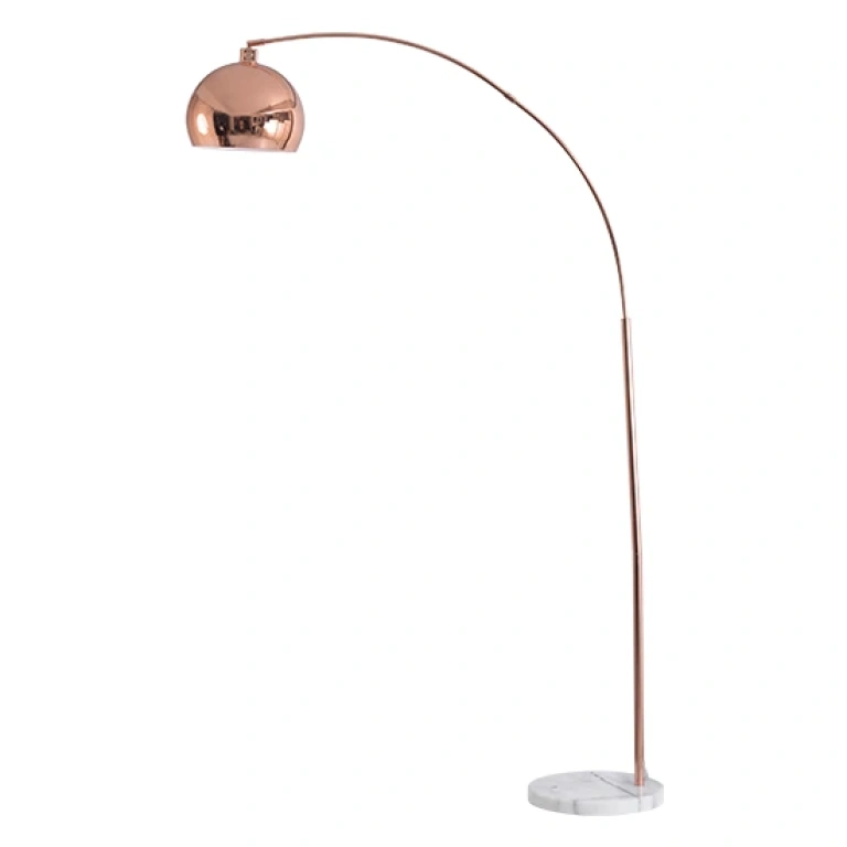 Метален лампион, polished copper+white, aca lighting, floor&table&office luminaires, 1x40w, ml312401fc