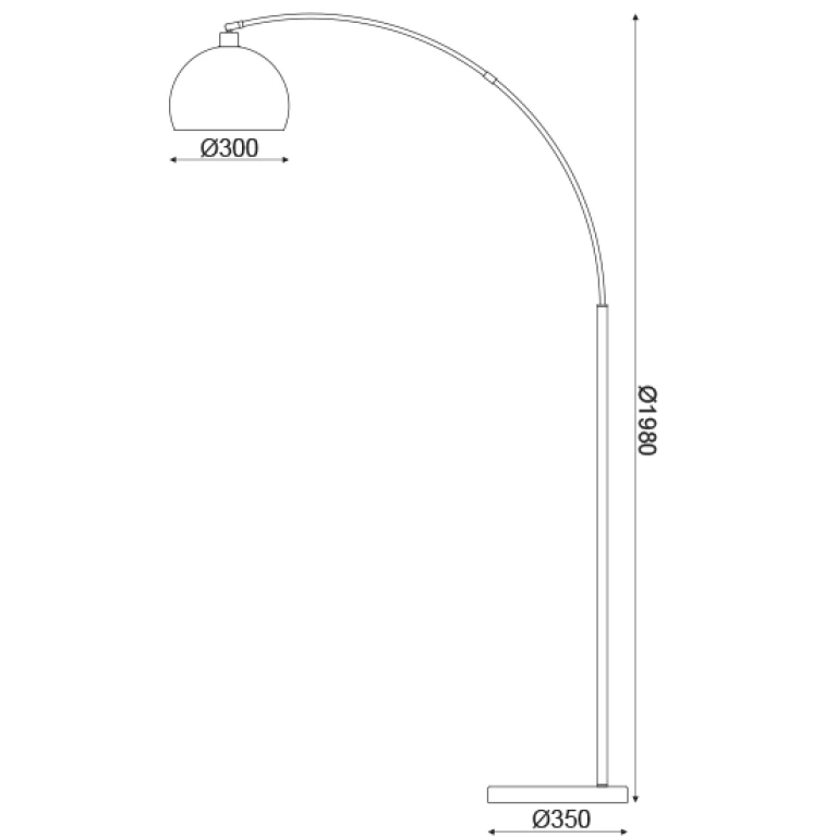 Метален лампион, polished copper+white, aca lighting, floor&table&office luminaires, 1x40w, ml312401fc