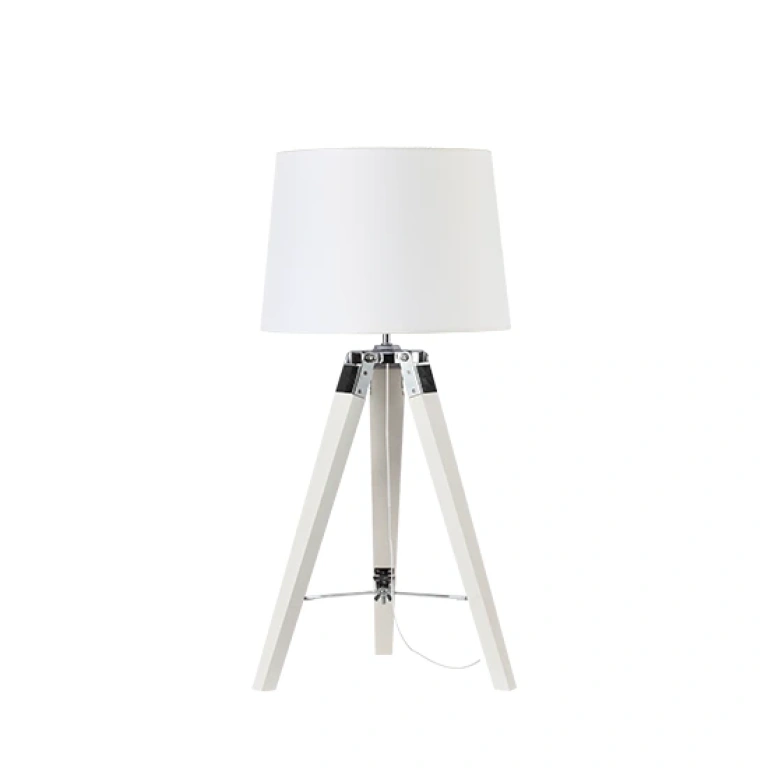 Текстилна настолна лампа, white+chrome+white, aca lighting, floor&table&office luminaires, 1x40w, tf17701twcw