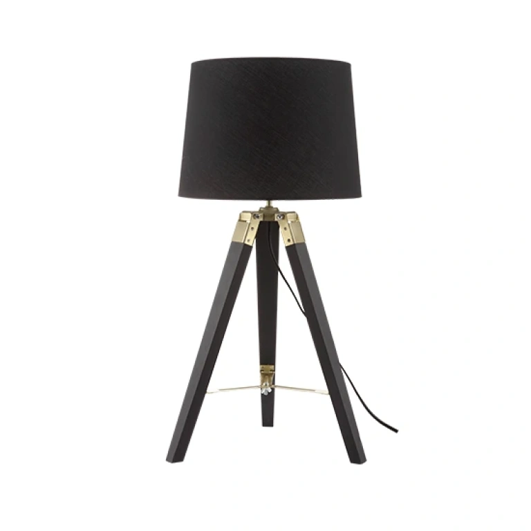 текстилна настолна лампа, black+brass+black, aca lighting, floor&table&office luminaires, 1x40w, tf17701tbbb