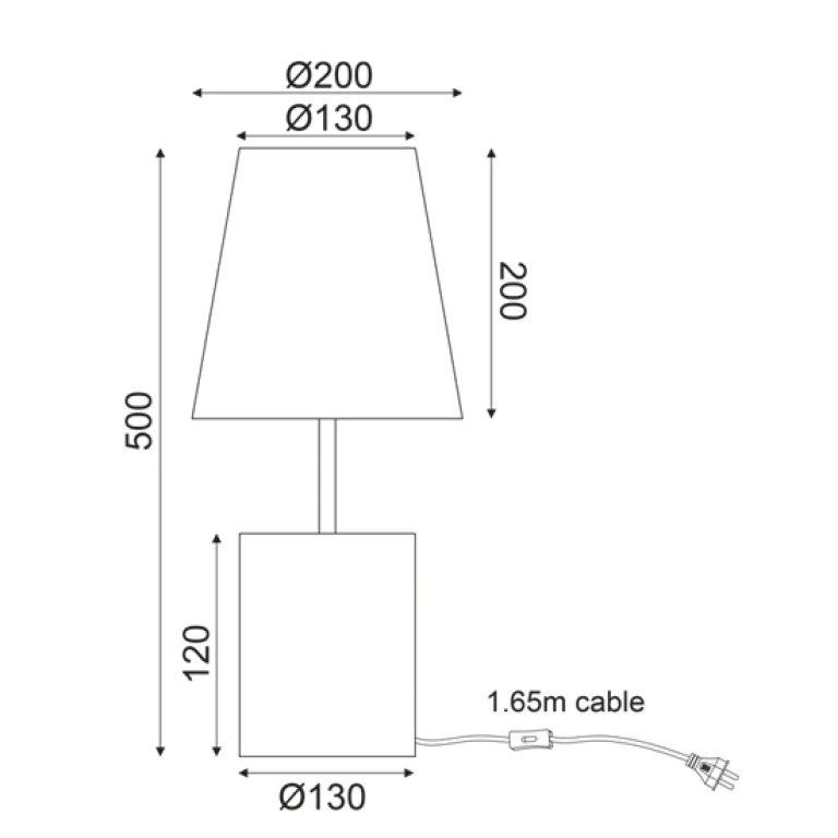 Текстилна настолна лампа, black, aca lighting, floor&table&office luminaires, 1x40w, tf8721tcb