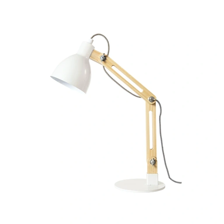 работна лампа от дърво, white+natural, aca lighting, floor&table&office luminaires, 1x40w, tf170911tw