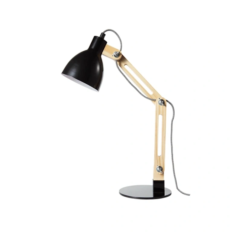 Работна лампа от дърво, black+natural, aca lighting, floor&table&office luminaires, 1x40w, tf170911tb