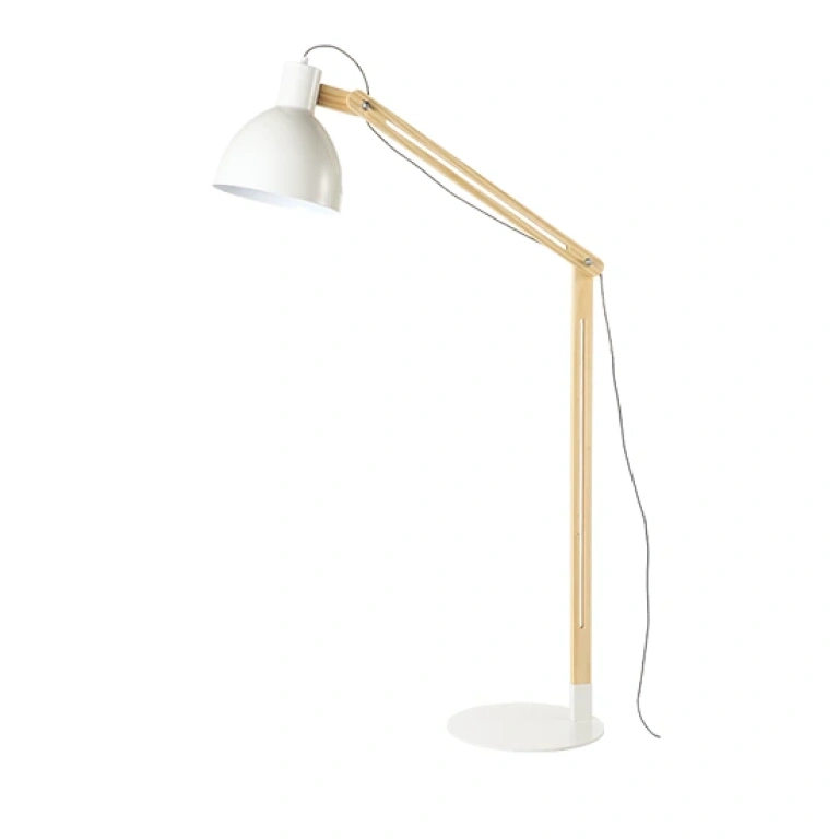 Лампион от дърво, white+natural, aca lighting, floor&table&office luminaires, 1x40w, tf170911fw