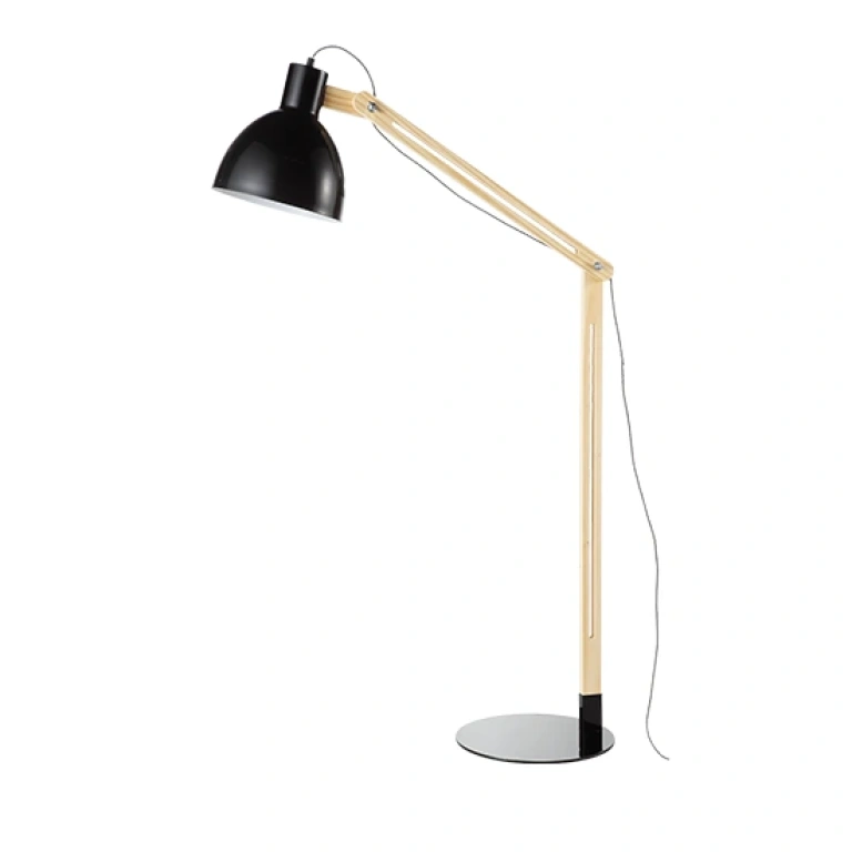 лампион от дърво, black+natural, aca lighting, floor&table&office luminaires, 1x40w, tf170911fb